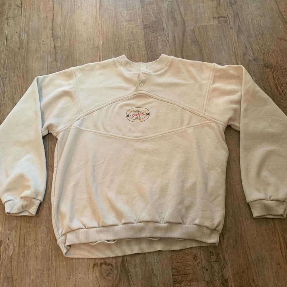 Vintage Graffiti Button Crewneck